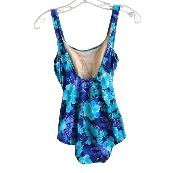 Roxanne 1 Piece Swim Suit-Floral-Metalic Thread-Silver Accent-Ruching-12/34C - Picture 4 of 10
